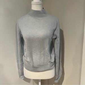 White + Warren Light Blue Mock Neck Cashmere Sweater